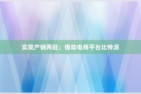 实现产销两旺；借助电商平台比特派