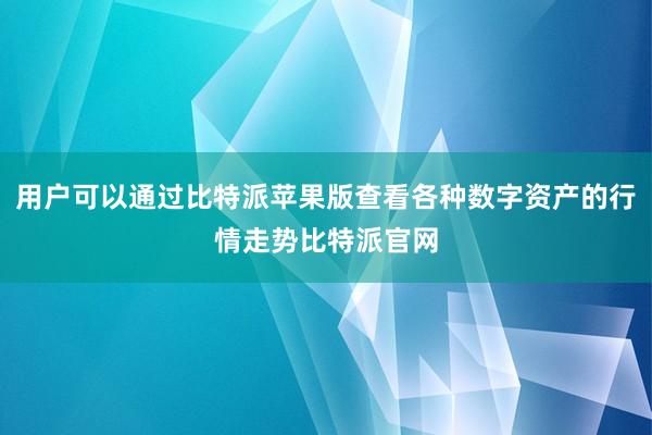 用户可以通过比特派苹果版查看各种数字资产的行情走势比特派官网