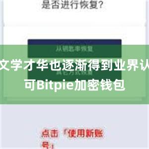 文学才华也逐渐得到业界认可Bitpie加密钱包